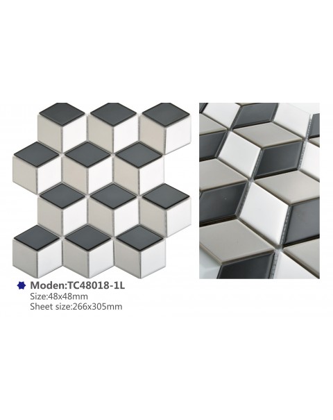 3D Effect Ceramic Diamond Mosaic Tile