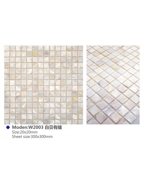 MOP pure white (with joint) – 20x20mm chip – W2003