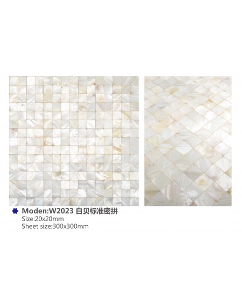 MOP pure white (jointless) – 20x20mm chip – W2023